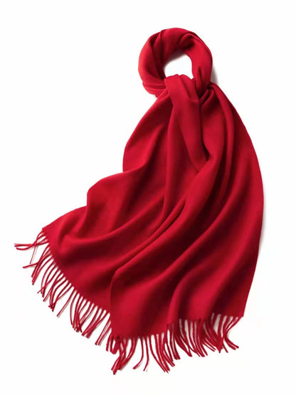 71" 100% Lamb Wool Plain Scarf Warm Autumn Winter Scarf Solid Color Fringed Wool Scarf