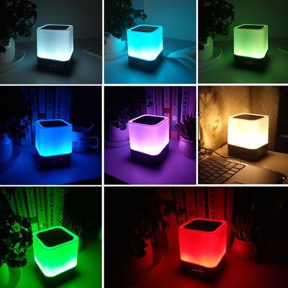 1200 mAh Colorful Touch Sensor Night Lamp Speaker LED Radio Alarm Clock Wireless Speaker