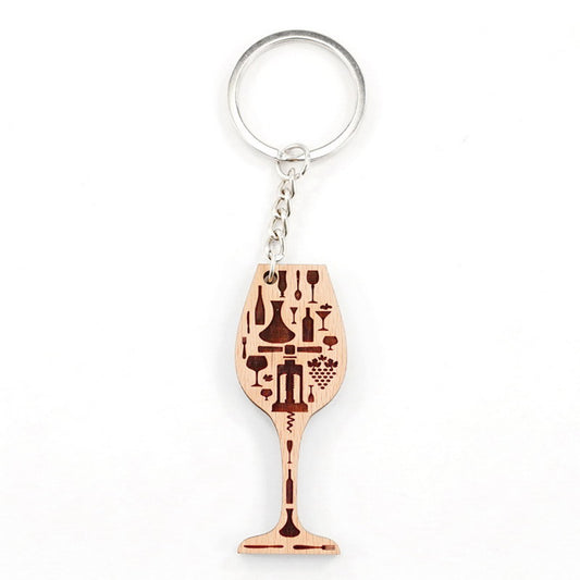 Goblet Shape Wooden Keychain
