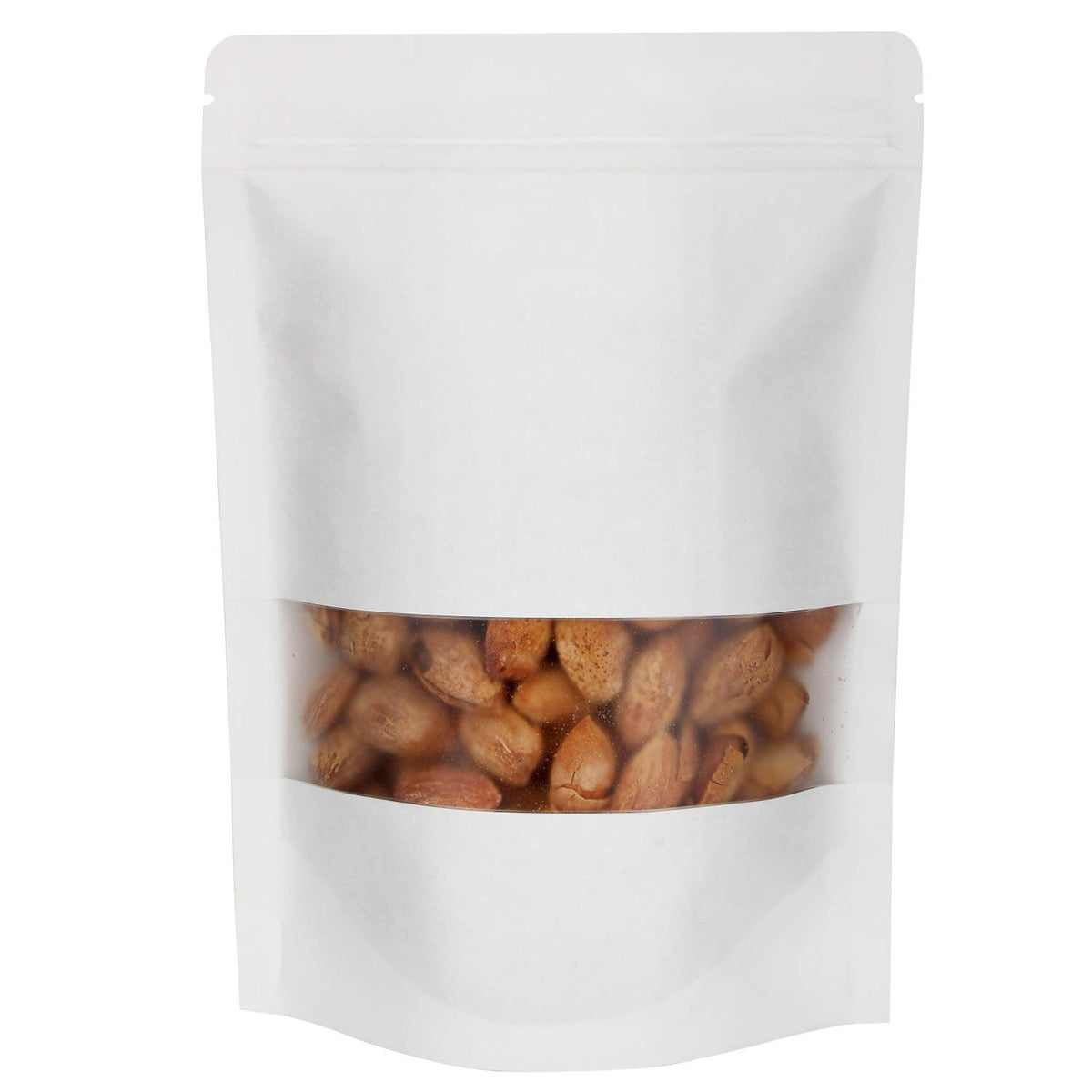7.9 x 11.8" White Kraft Paper Bags W/Window Stand Up Ziplock Resealable Pouch Coffee Bag