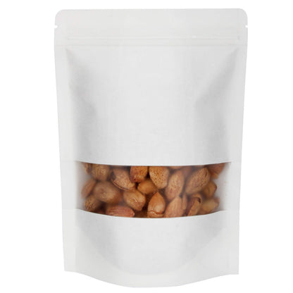 7.9 x 11.8" White Kraft Paper Bags W/Window Stand Up Ziplock Resealable Pouch Coffee Bag
