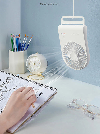 Portable Rechargeable Handheld Mini Fan Desk Fan 3 Levels Wind Speed Hanging Fan
