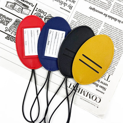 Elastic Strap Oval Luggage Tag for Travel Business Trip with Card Holder
