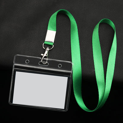 PVC Badge Holder Transparent Badge Holder Horizontal ID Holder Employee Card Holder With Lanyard