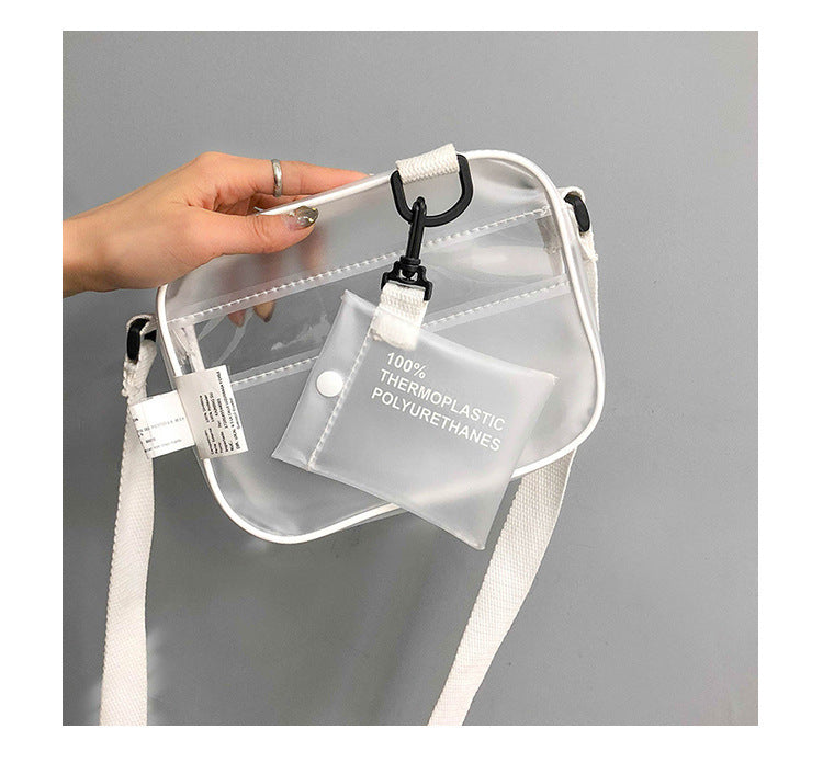 PVC Crossbody Bag Transparent Single Shoulder Bag W/One Separate Pouch