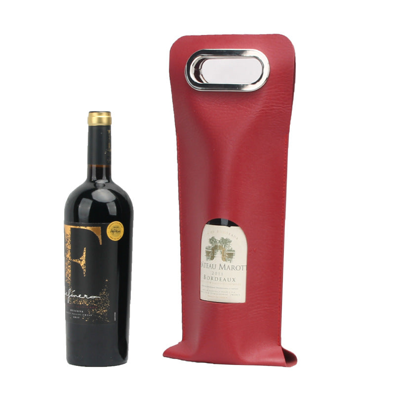 Portable Leather Wine Tote Bag