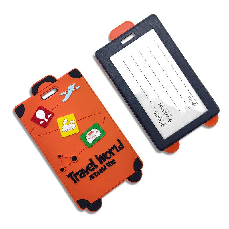Custom Suitcase Shaped 3D Raised Soft PVC Luggage Tag For Travel Baggage Identification