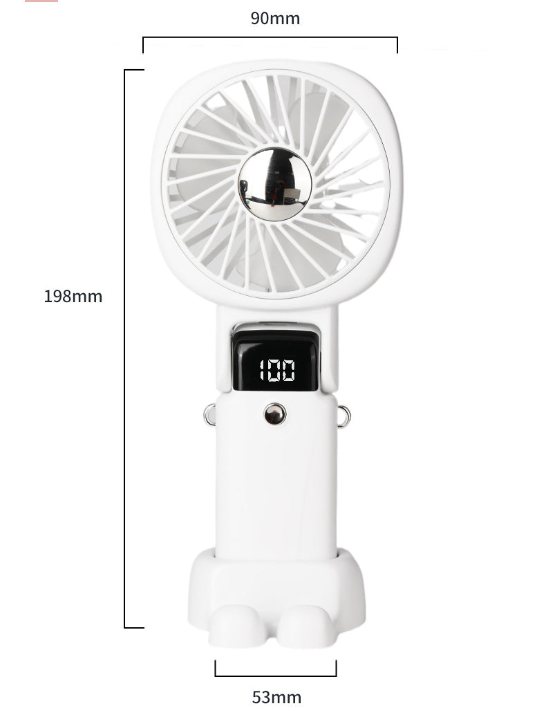 Rechargeable Mini Fan Handheld Fan Neck Fan With Battery Display Phone Stand With Lanyard