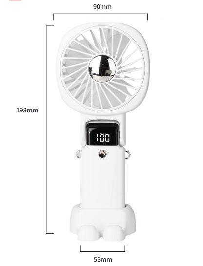 Rechargeable Mini Fan Handheld Fan Neck Fan With Battery Display Phone Stand With Lanyard
