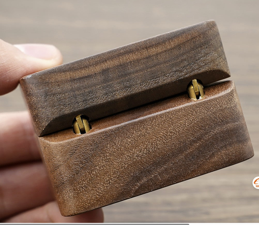 Rectangle Wooden Jewelry Ring Box W/ Window Cover