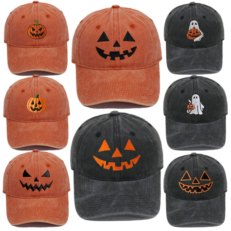 Halloween Pumpkin Baseball Cap Washed Cotton Hat