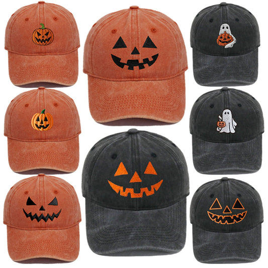 Halloween Pumpkin Baseball Cap Washed Cotton Hat