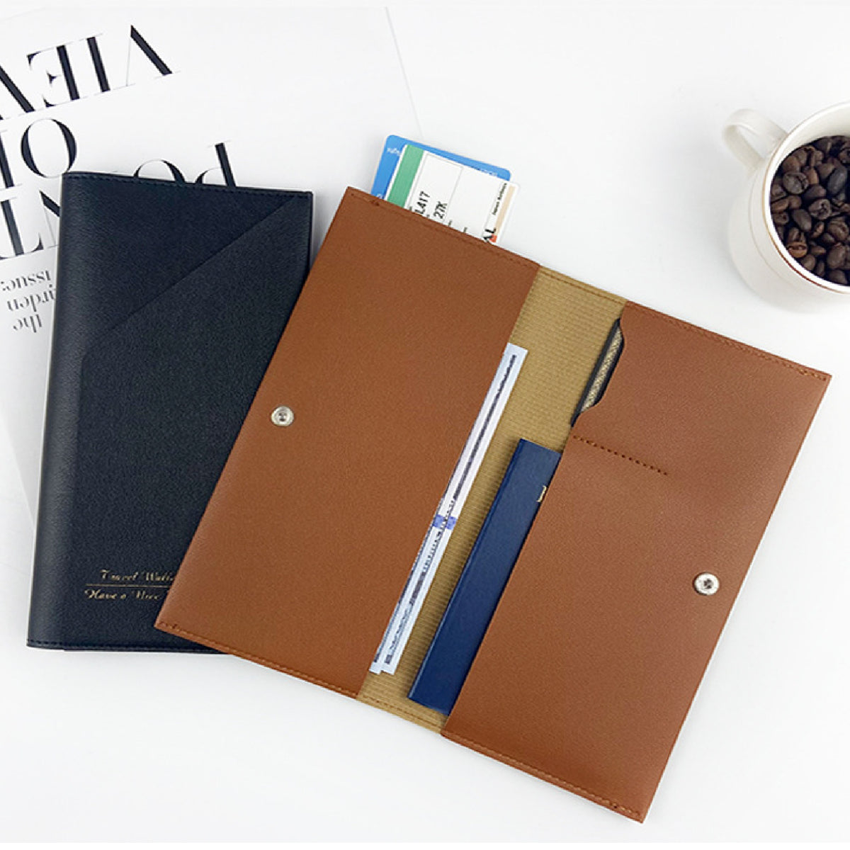 Travel Purse Passport Holder PU Leather Passport Wallet