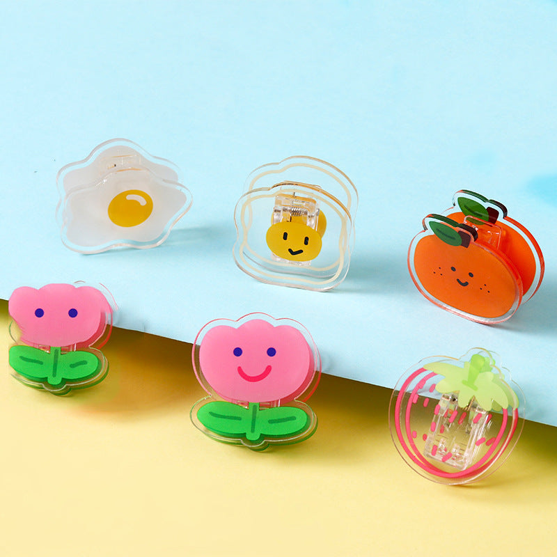 Cute Acrylic Album Memo Clip Bag Binder Sealing Clip Food Bag Clamp-Two Sides Imprint