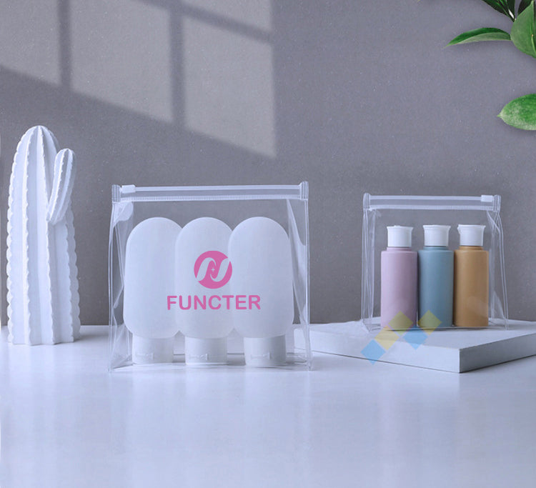 Custom Size 8 mil Thickness PVC Zippered Cosmetic Stand Up Bag Toiletry Makeup Bag Organizer Pouches
