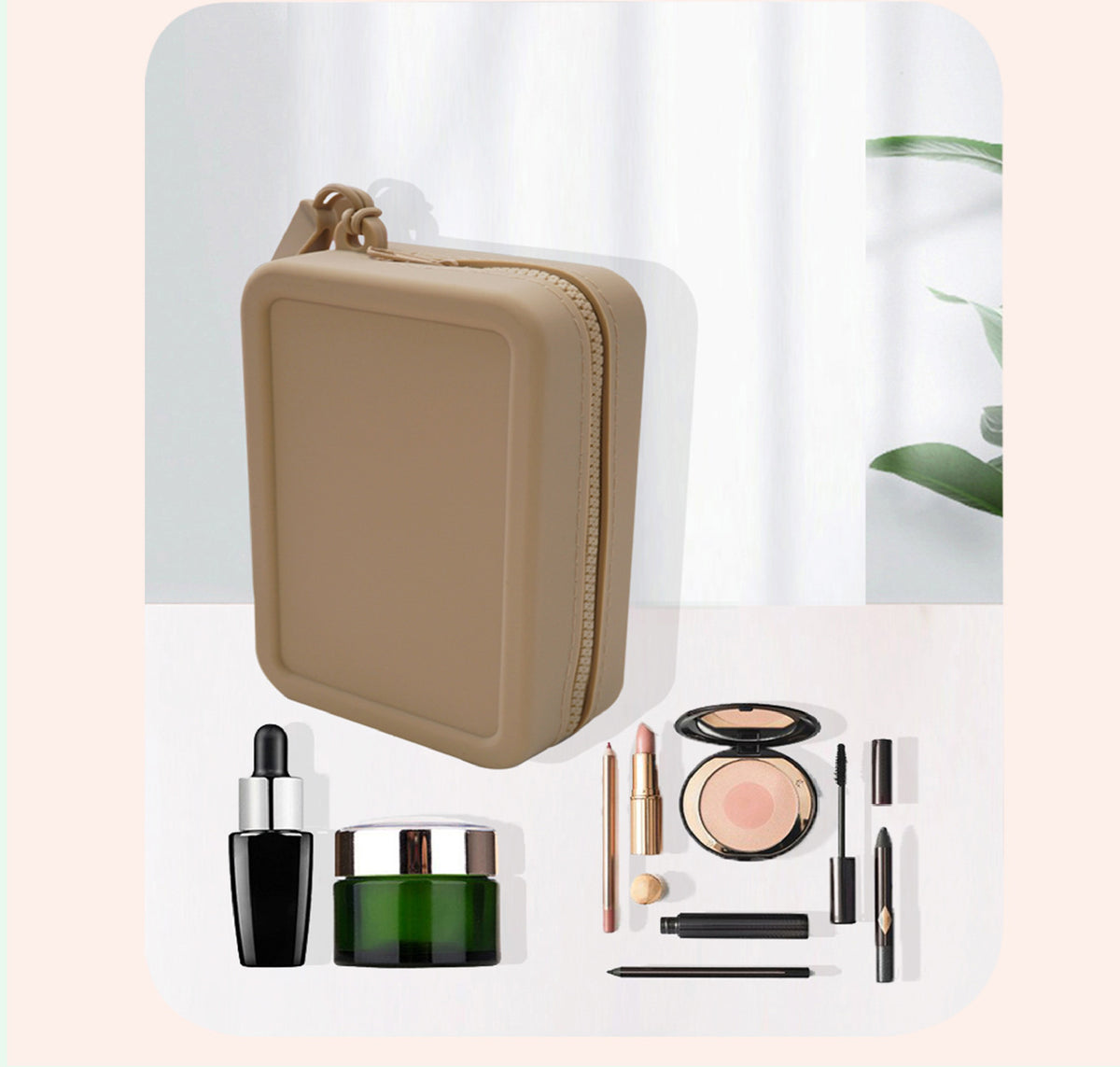 Portable Water Resistant Silicone Zipper Makeup Bag Multi Purpose Organizer Bag