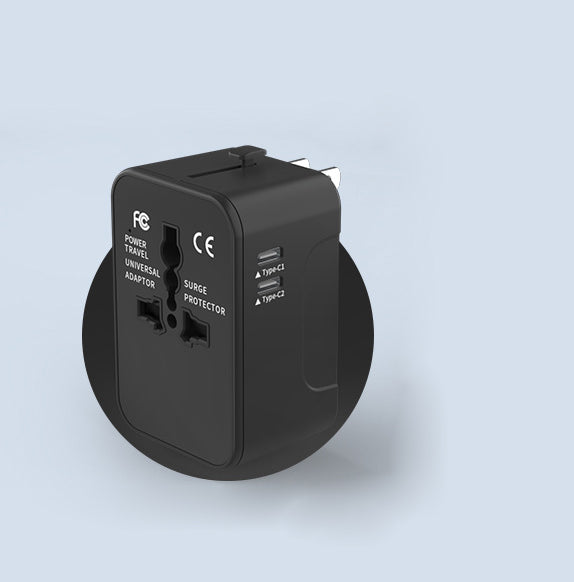 FCC Universal Travel Adapter W/1 USB Ports & 2 Type C Ports