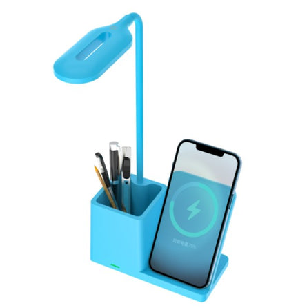 3-Level Brightness LED Desk Wireless Charger Lamp W/Pen Holder