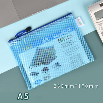 A5 Size Mesh Zipper Pouch Document Holder Bag File Document Pouch For School Office