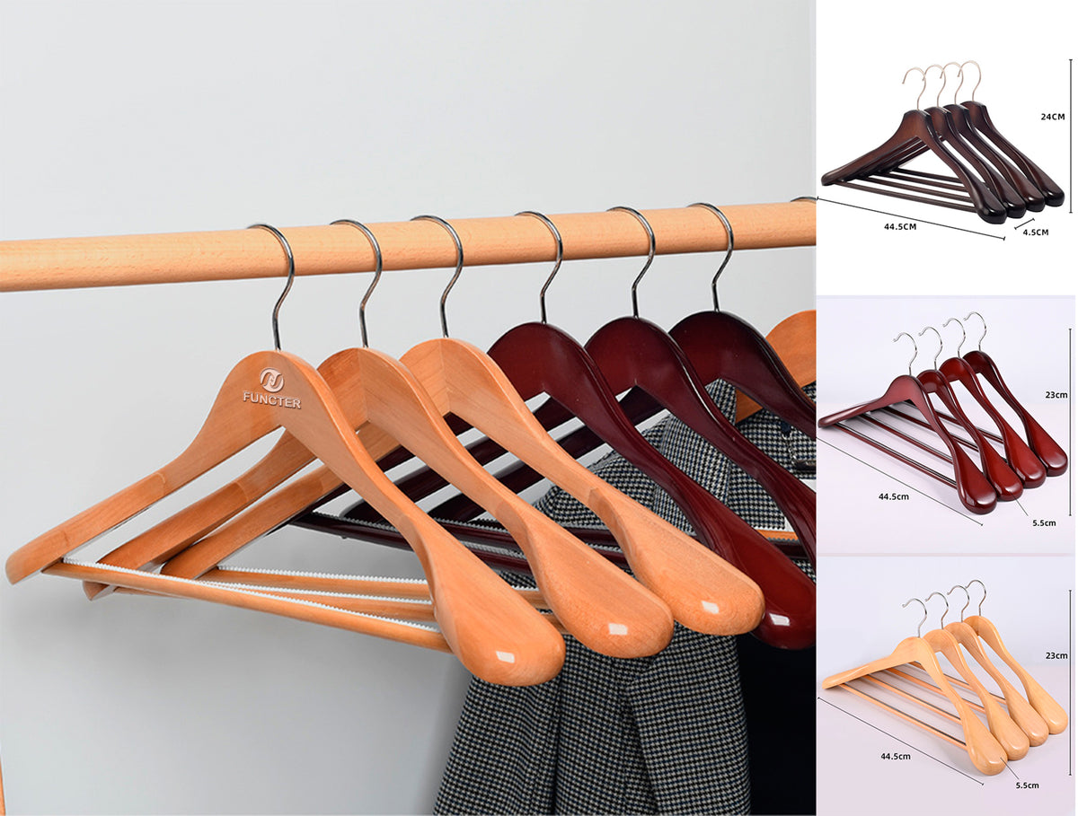 17.5" Wide Shoulder Wooden Hangers Suit Hangers Coat Hangers Heavy Clothes Hangers