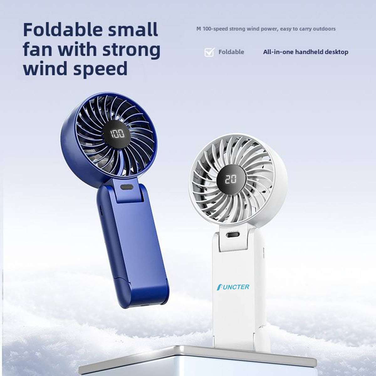 1800mAh Foldable Hanging Neck Cooling Mini Fan Speed (1-100) LED Display