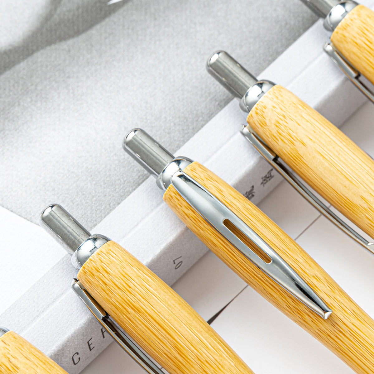Bamboo Retractable Ball Pens for School Office, Medium Point (1.0mm)