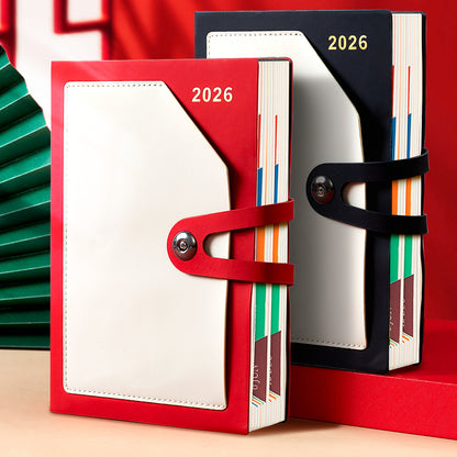 A5 PU Leather 2026 Weekly & Monthly Planner Daily Schedule Notebook W/ Pocket
