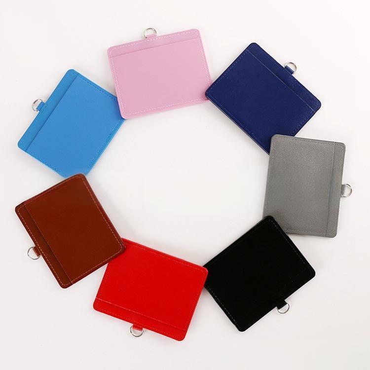 Horizontal PU Leather Badge Holder With Lanyard