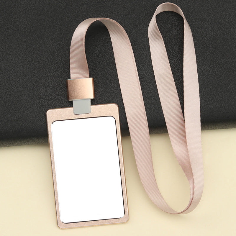 Vertical Aluminum Badge Holder ID Card Holder With Polyester Lanyard