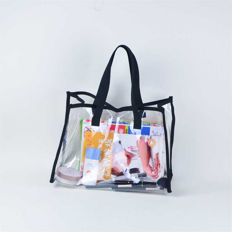 PVC Transparent Waterproof Tote Clear Shoulder Bag Outdoors Beach Bag Stadium Approved Bag(Size S)