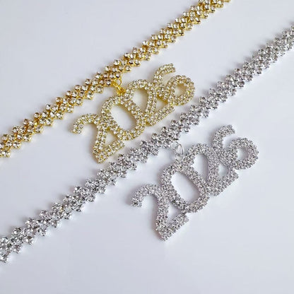 2026 Cuban Chain Rhinestone New Year Necklace