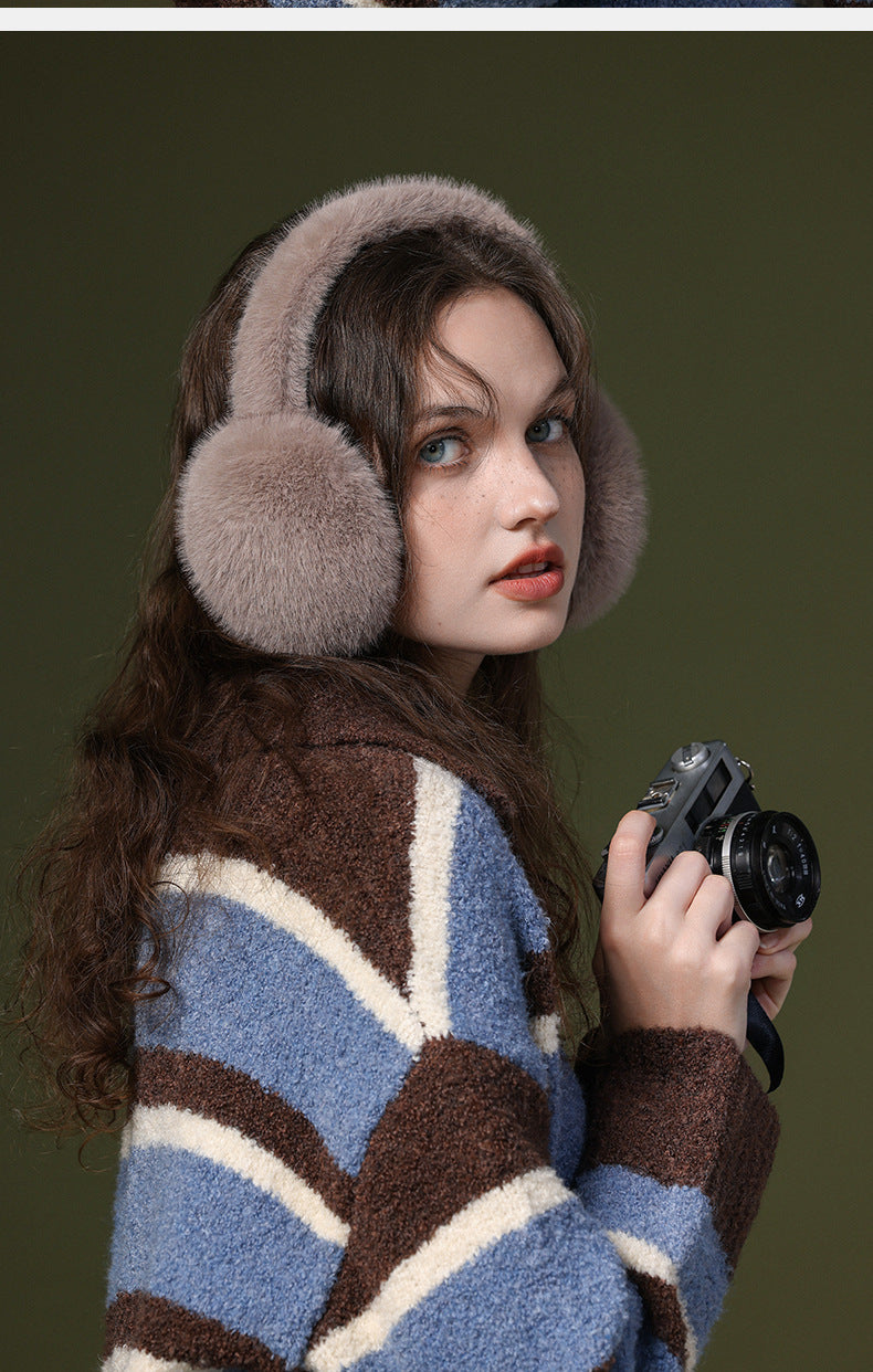Foldable Ear Muffs for Women Faux Fur Winter Earmuffs Fluffy Ear Warmers Cute Ear Covers