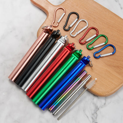 3" 1 Travel Straw Reusable Collapsible Straws Set