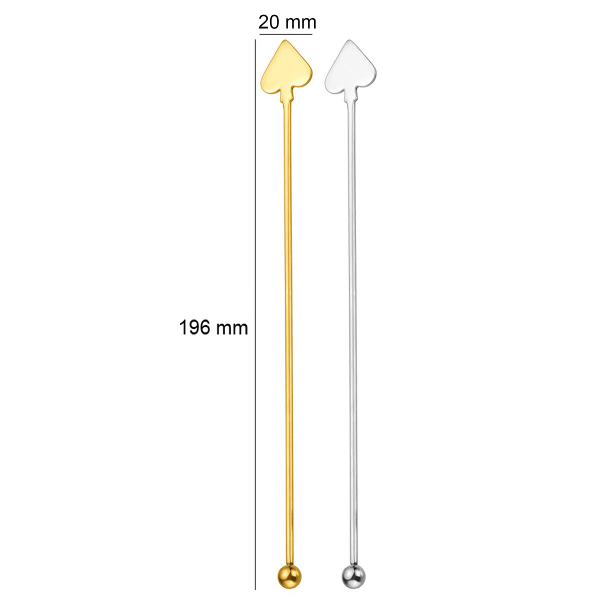 7.7 L Stainless Steel Poker Spade Top Cocktail Stirrers