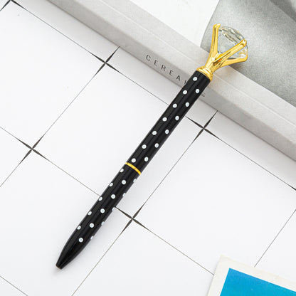 Diamond Pen Bling Pen Gold Pen Barrel Diamond Top Ballpoint Pen Polka Dot Design