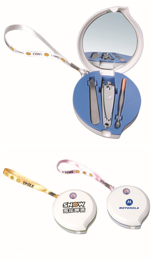 Cosmetic Nail Care Set w/Compact Mirror (4 Tools)
