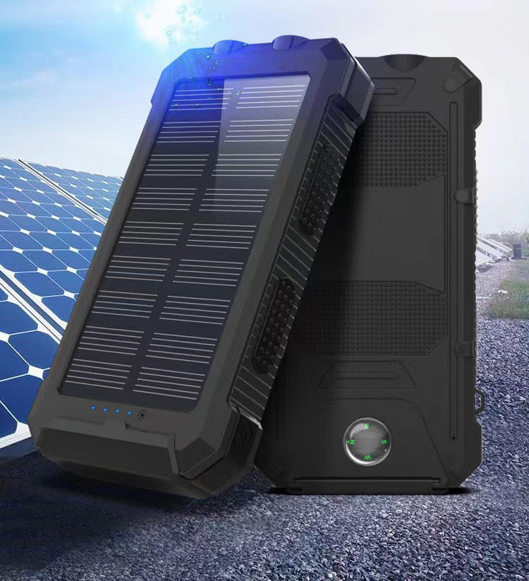 10000mAh Solar Dual Port Water Resistant Power Bank W/ 2 LED Lights