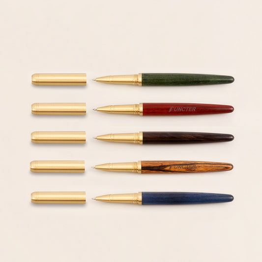 Luxury Wooden Gel Ink Pen with Brass Pen Cap