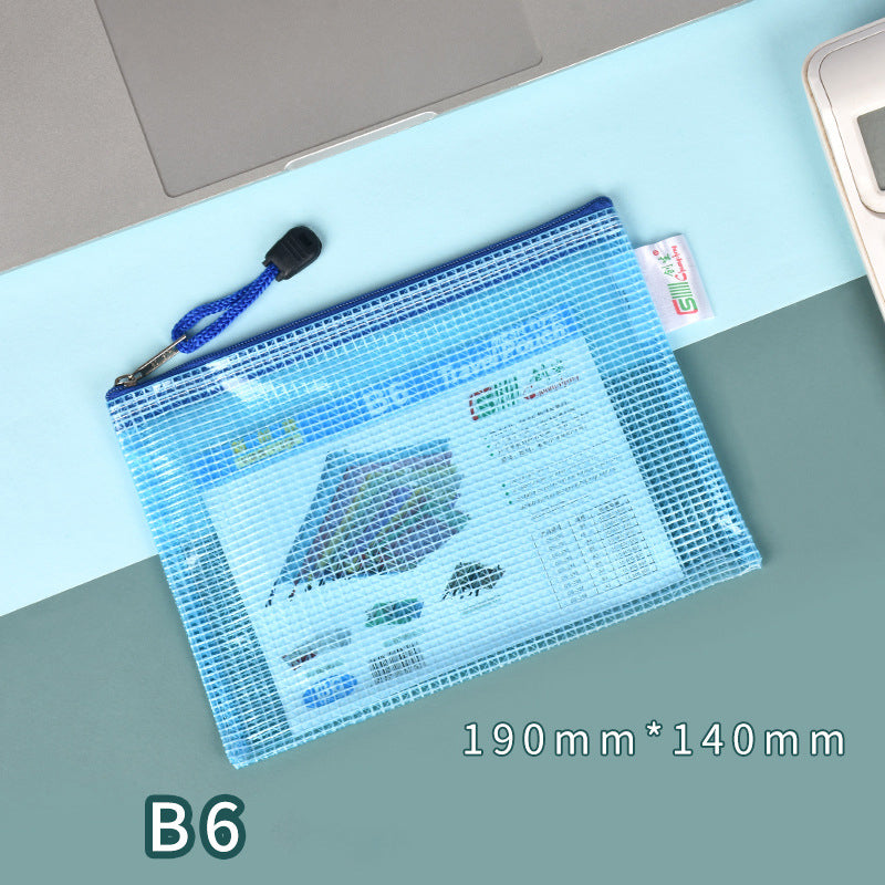 B6 Size Mesh Zipper Pouch Document Holder Bag File Document Pouch For School Office