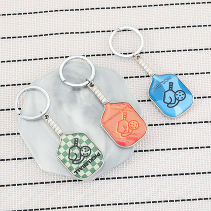 Metal Pickleball Racket Key Chains