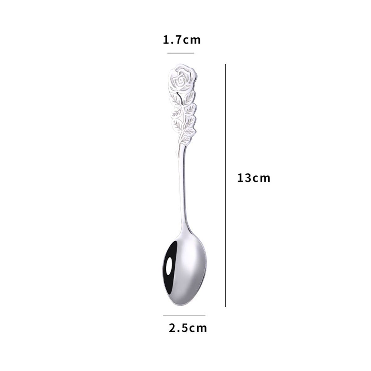 Coffee Spoons Stainless Steel Rose Handle Teaspoons Durable Dessert Spoons