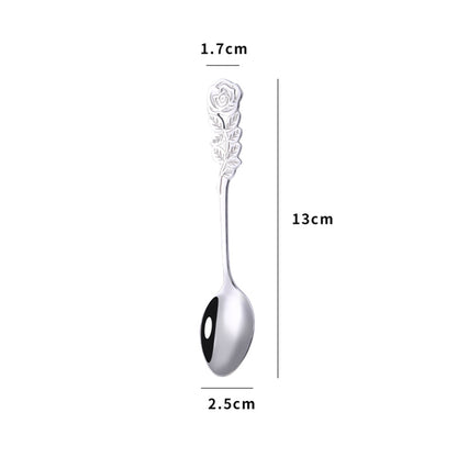 Coffee Spoons Stainless Steel Rose Handle Teaspoons Durable Dessert Spoons