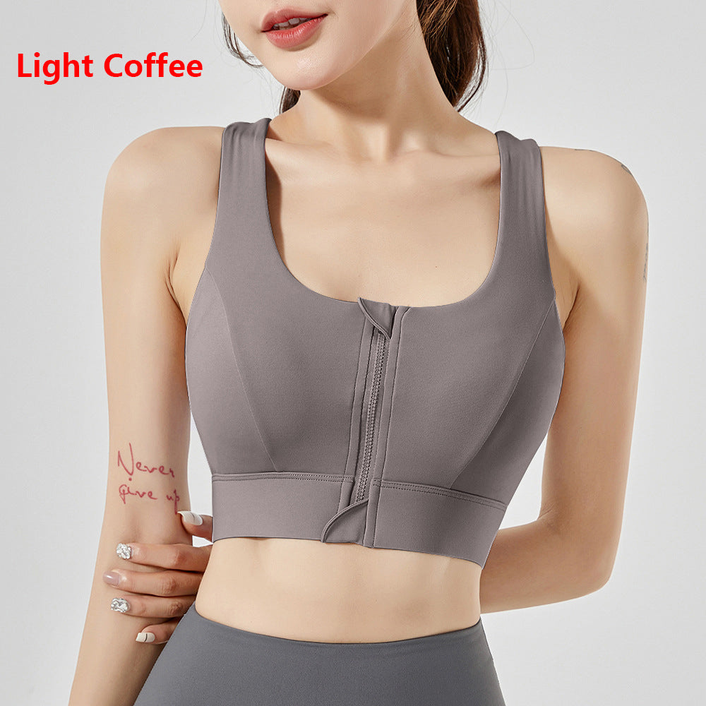 Women's Yoga Sports Bra Zipper Bra Pilates Clothing Strappy Bralette Bra Running Vest Athletic Shirt
