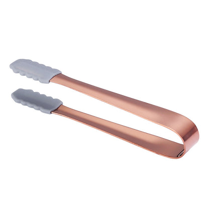 5.1" 304 Stainless Steel Ice Tongs w/Silicone (Gold & Rose Gold & Rainbow & Black)