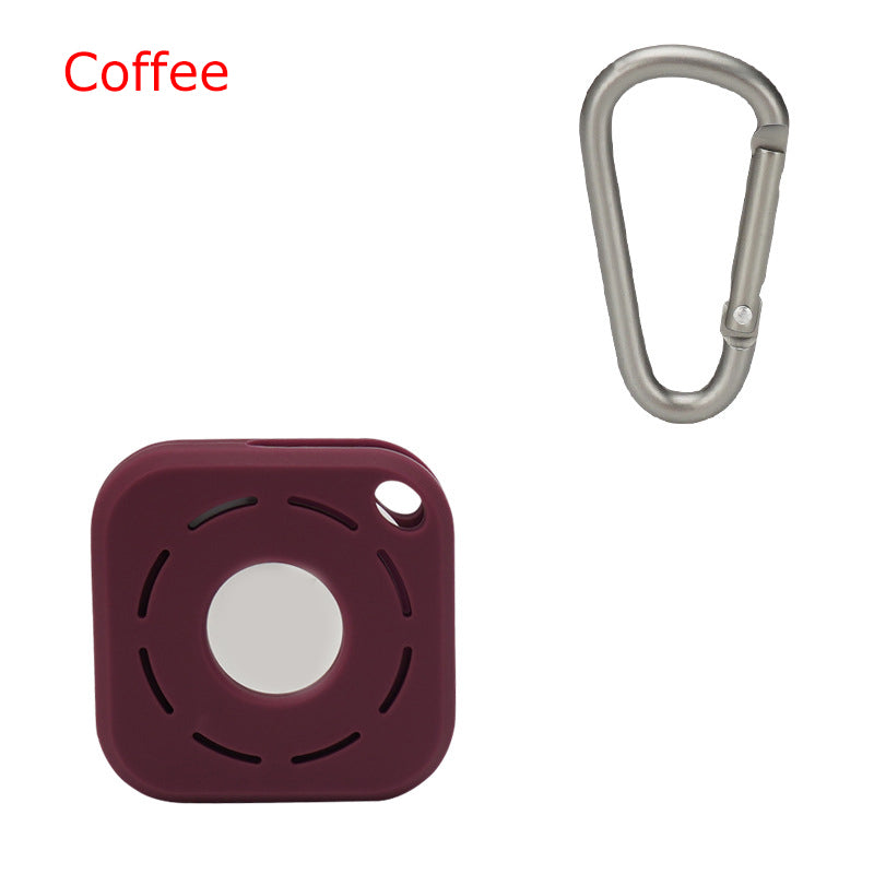 Square Silicone Key Tag Tracker Cover Access Card Sleeve Anti-Lost Protector Holder W/ Carabiner