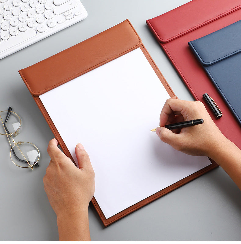 9.06" W x 13" H PU Leather Magnetic Clipboard w/Pen Holder