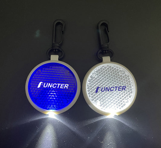 Cycling Outdoor Circular LED Warning Light Reflective Luminous Keychain Flashing Backpack Light