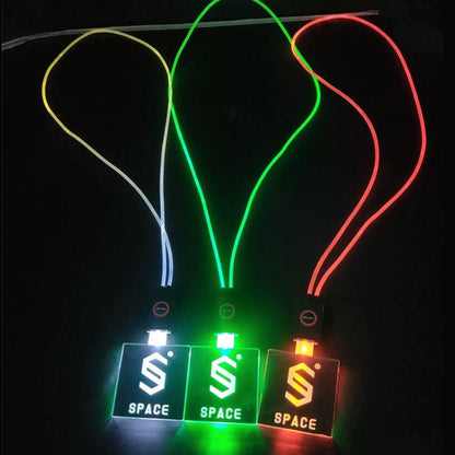 Custom Acrylic Light-Up LED ID Card Holder w/ Lanyard