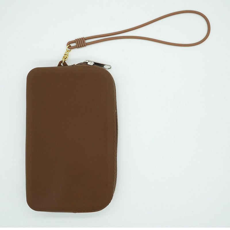 Portable Multi Purpose Soft Silicone Zipper Bag Organizer Purse With Handle