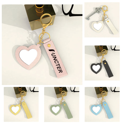 PU Keychain With Heart Shape Mirror